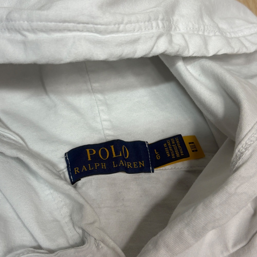 Polo Ralph Lauren Mens Polo Bear Hooded Long Sleeve T-Shirt White Large Hoodie - Picture 3 of 9